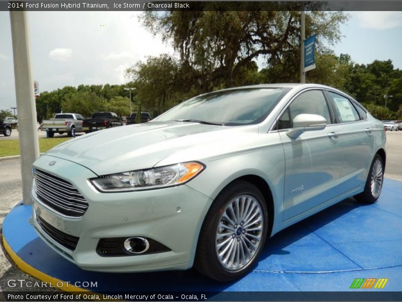 Ice Storm / Charcoal Black 2014 Ford Fusion Hybrid Titanium