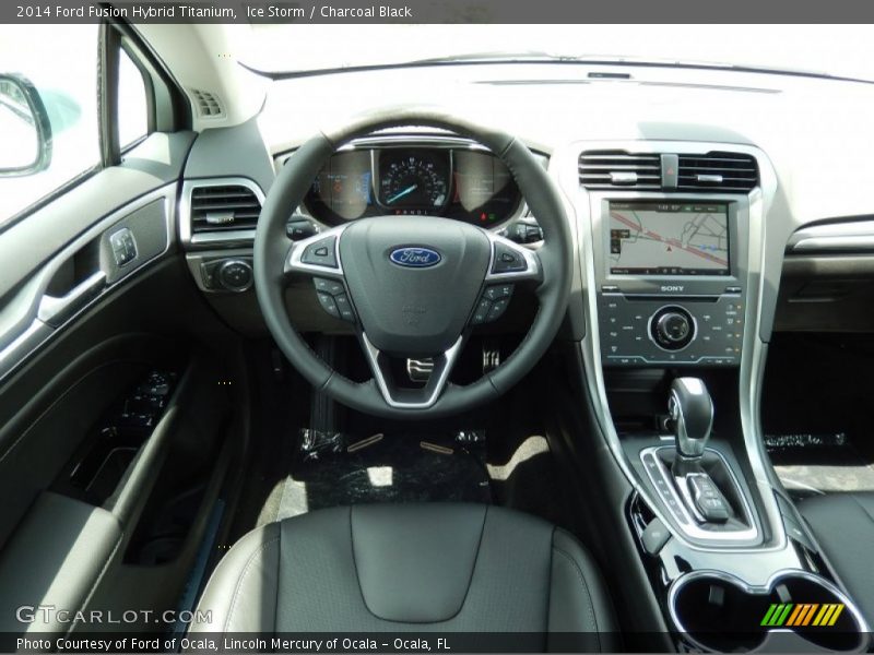 Ice Storm / Charcoal Black 2014 Ford Fusion Hybrid Titanium