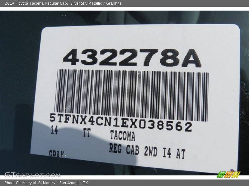 Silver Sky Metallic / Graphite 2014 Toyota Tacoma Regular Cab