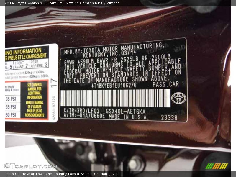 Sizzling Crimson Mica / Almond 2014 Toyota Avalon XLE Premium