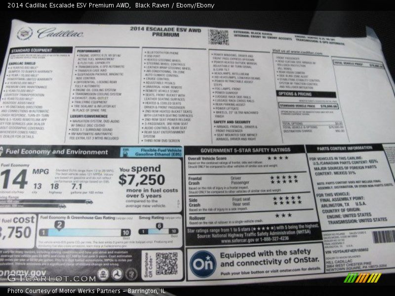  2014 Escalade ESV Premium AWD Window Sticker