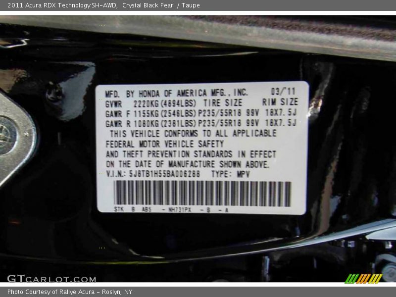 Crystal Black Pearl / Taupe 2011 Acura RDX Technology SH-AWD
