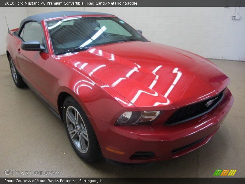 Red Candy Metallic / Saddle 2010 Ford Mustang V6 Premium Convertible