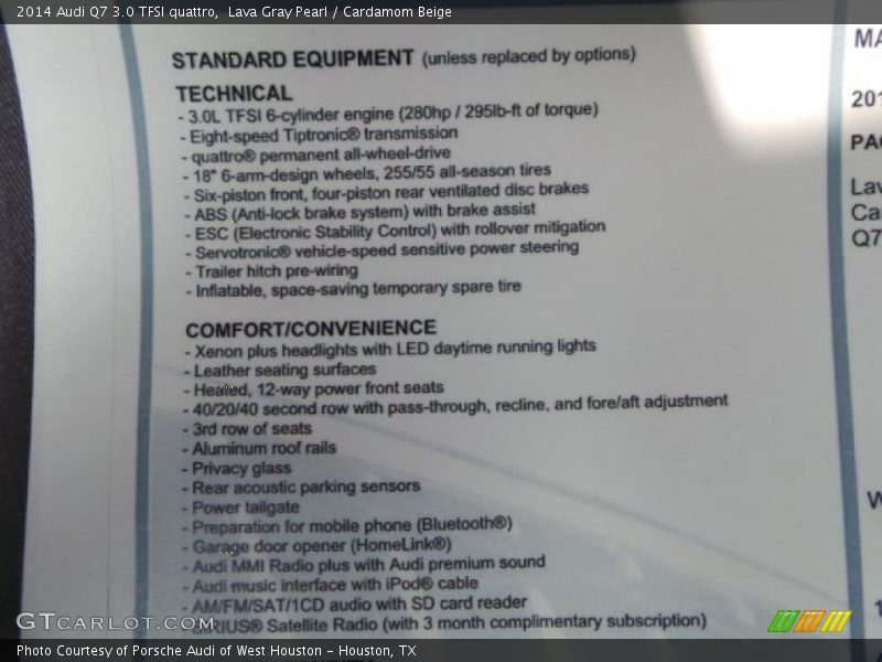 Lava Gray Pearl / Cardamom Beige 2014 Audi Q7 3.0 TFSI quattro