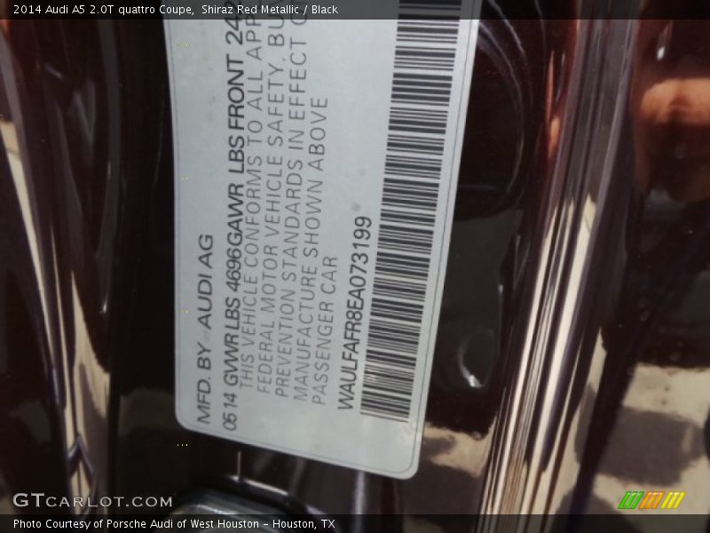 Shiraz Red Metallic / Black 2014 Audi A5 2.0T quattro Coupe