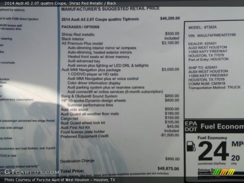 Shiraz Red Metallic / Black 2014 Audi A5 2.0T quattro Coupe