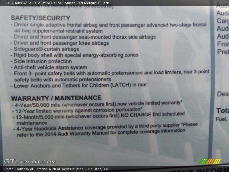 Shiraz Red Metallic / Black 2014 Audi A5 2.0T quattro Coupe