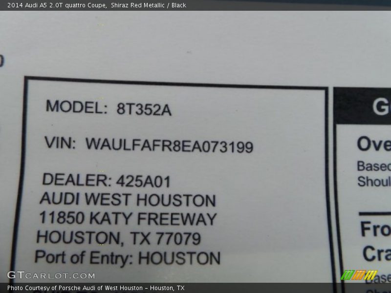 Shiraz Red Metallic / Black 2014 Audi A5 2.0T quattro Coupe