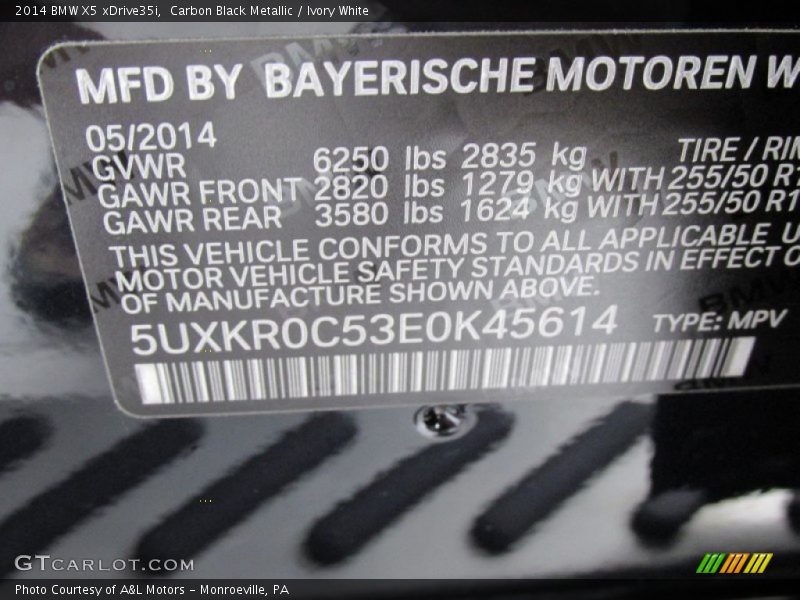 Carbon Black Metallic / Ivory White 2014 BMW X5 xDrive35i