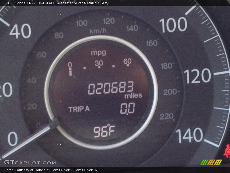 Alabaster Silver Metallic / Gray 2012 Honda CR-V EX-L 4WD