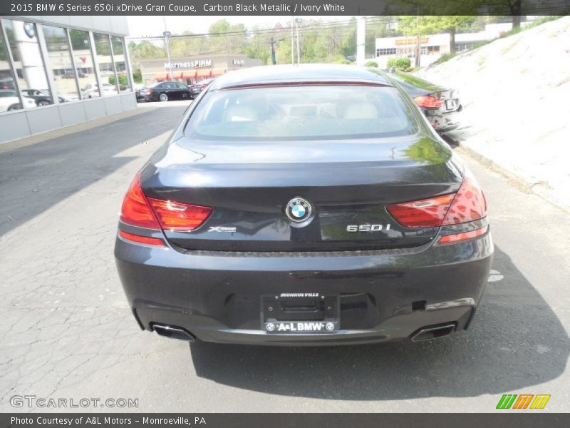 Carbon Black Metallic / Ivory White 2015 BMW 6 Series 650i xDrive Gran Coupe