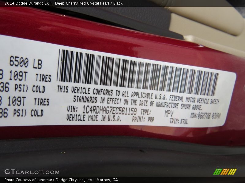 Deep Cherry Red Crystal Pearl / Black 2014 Dodge Durango SXT