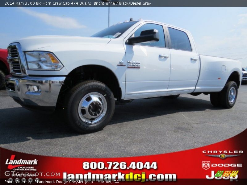 Bright White / Black/Diesel Gray 2014 Ram 3500 Big Horn Crew Cab 4x4 Dually