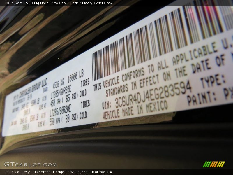 Black / Black/Diesel Gray 2014 Ram 2500 Big Horn Crew Cab