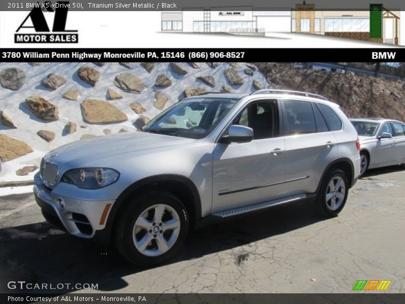 Titanium Silver Metallic / Black 2011 BMW X5 xDrive 50i