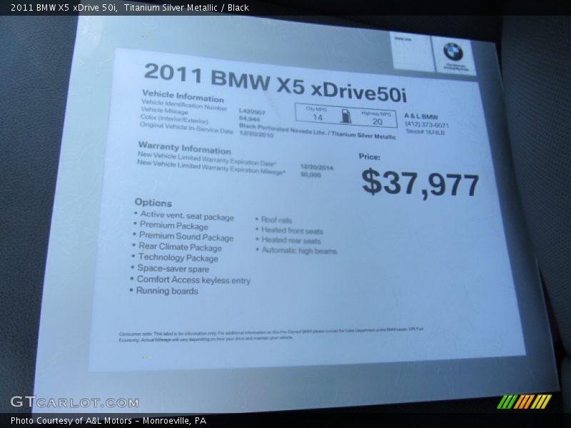 Titanium Silver Metallic / Black 2011 BMW X5 xDrive 50i