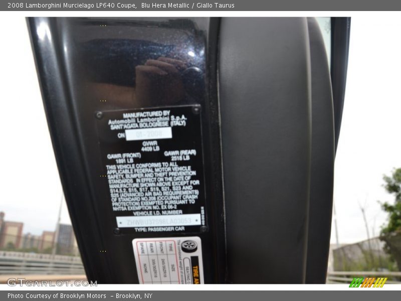 Blu Hera Metallic / Giallo Taurus 2008 Lamborghini Murcielago LP640 Coupe