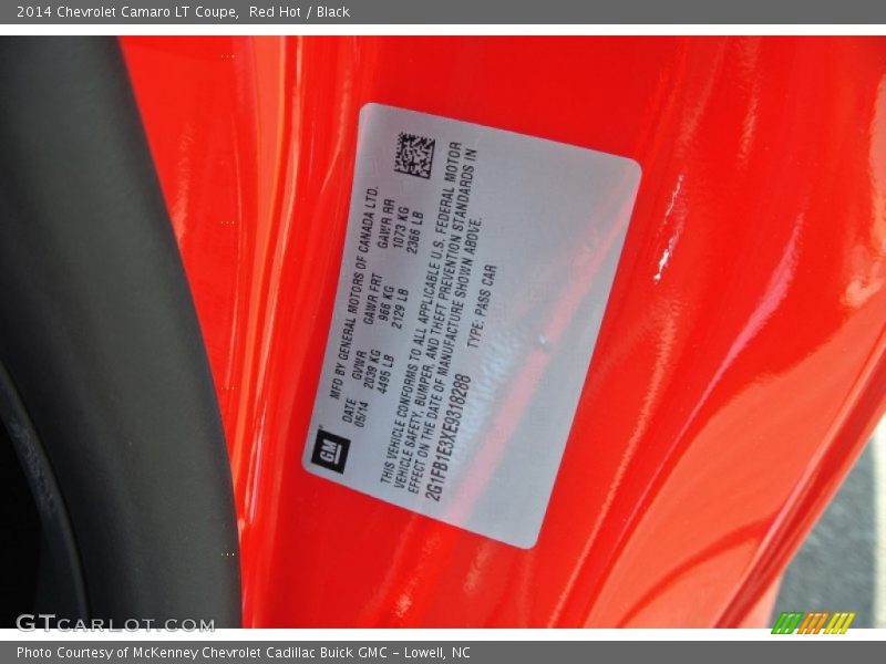 Red Hot / Black 2014 Chevrolet Camaro LT Coupe