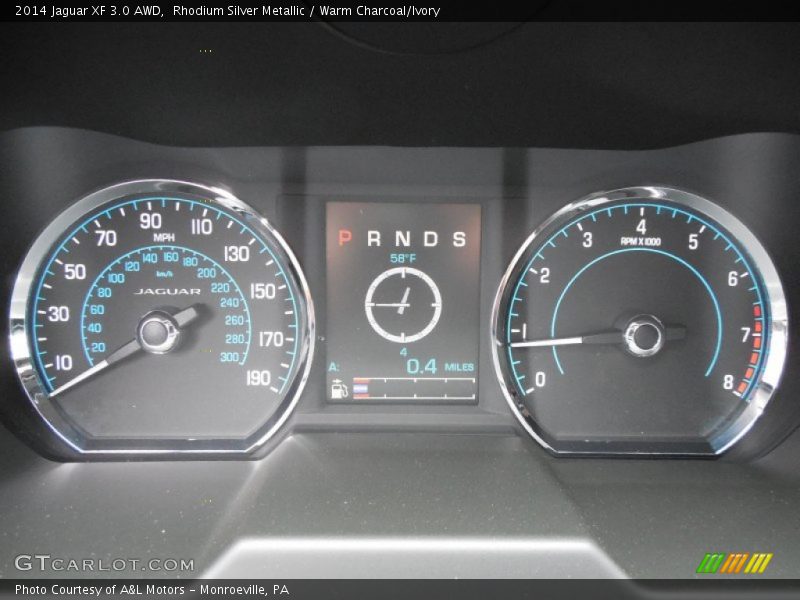 Rhodium Silver Metallic / Warm Charcoal/Ivory 2014 Jaguar XF 3.0 AWD