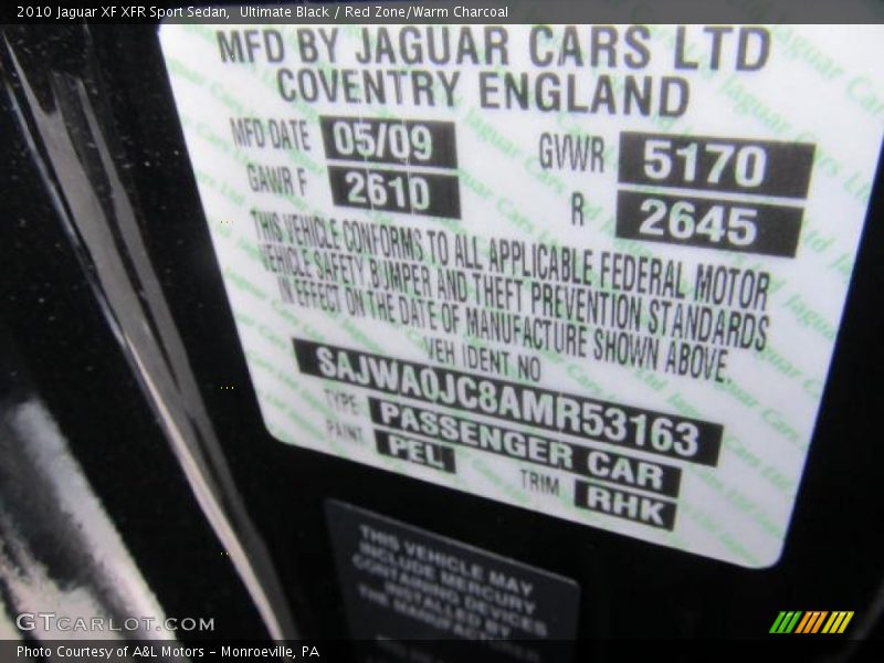 2010 XF XFR Sport Sedan Ultimate Black Color Code PEL