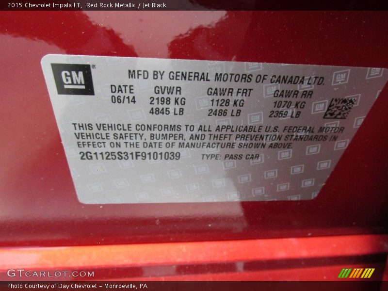 Red Rock Metallic / Jet Black 2015 Chevrolet Impala LT