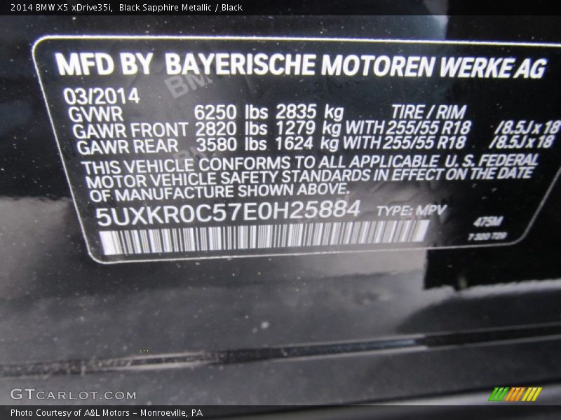Black Sapphire Metallic / Black 2014 BMW X5 xDrive35i