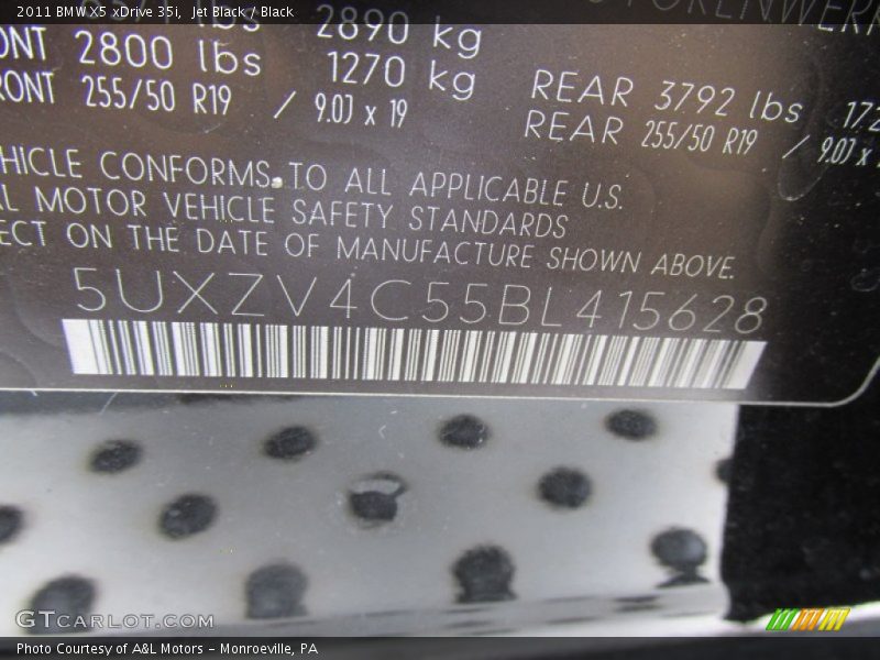Jet Black / Black 2011 BMW X5 xDrive 35i