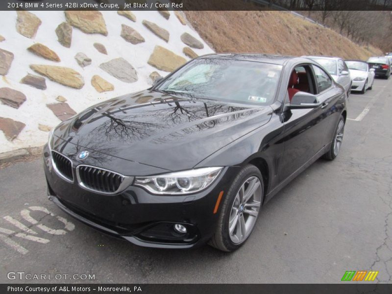 Jet Black / Coral Red 2014 BMW 4 Series 428i xDrive Coupe