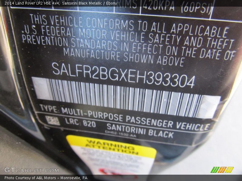 Santorini Black Metallic / Ebony 2014 Land Rover LR2 HSE 4x4