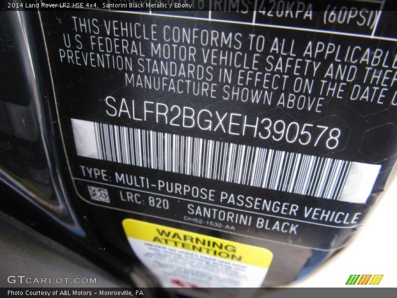 Santorini Black Metallic / Ebony 2014 Land Rover LR2 HSE 4x4