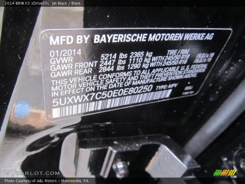 Jet Black / Black 2014 BMW X3 xDrive35i