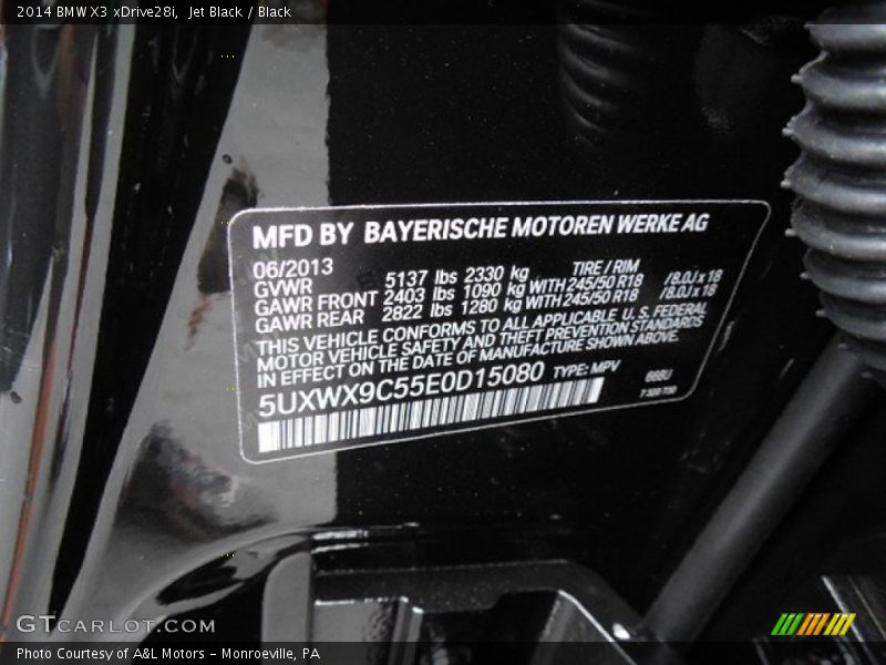 Jet Black / Black 2014 BMW X3 xDrive28i