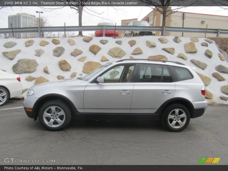 Titanium Silver Metallic / Sand Beige/Black Nevada Leather 2008 BMW X3 3.0si