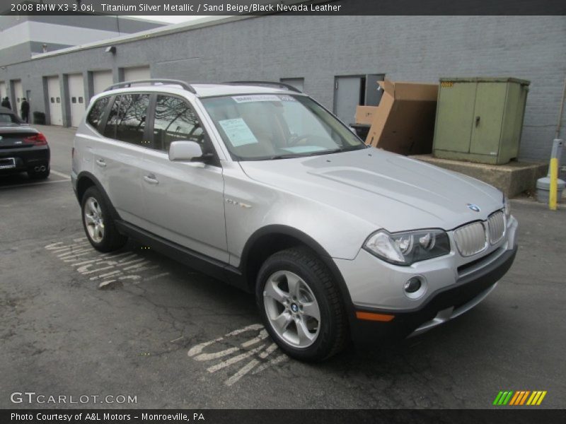 Titanium Silver Metallic / Sand Beige/Black Nevada Leather 2008 BMW X3 3.0si