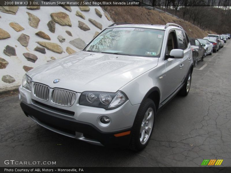 Titanium Silver Metallic / Sand Beige/Black Nevada Leather 2008 BMW X3 3.0si