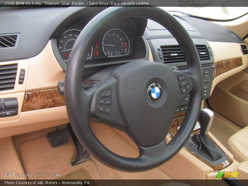 Titanium Silver Metallic / Sand Beige/Black Nevada Leather 2008 BMW X3 3.0si