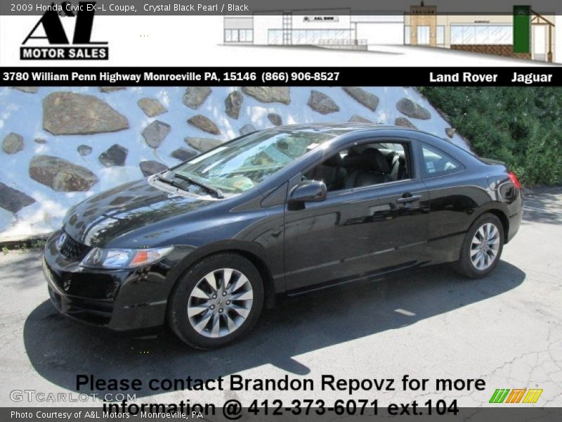 Crystal Black Pearl / Black 2009 Honda Civic EX-L Coupe