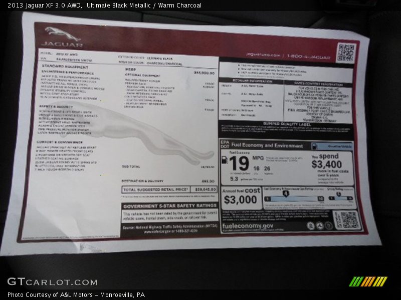Ultimate Black Metallic / Warm Charcoal 2013 Jaguar XF 3.0 AWD