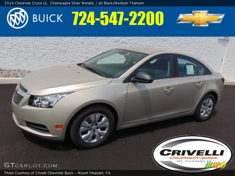 Champagne Silver Metallic / Jet Black/Medium Titanium 2014 Chevrolet Cruze LS