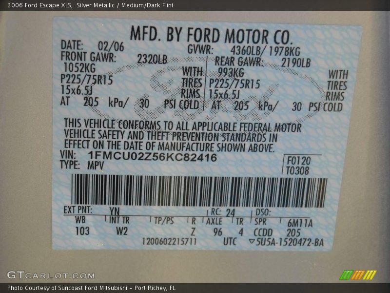 Silver Metallic / Medium/Dark Flint 2006 Ford Escape XLS