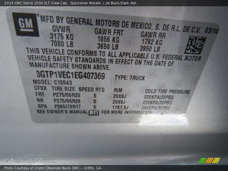 Quicksilver Metallic / Jet Black/Dark Ash 2014 GMC Sierra 1500 SLT Crew Cab
