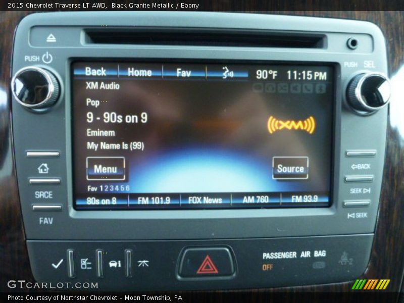 Black Granite Metallic / Ebony 2015 Chevrolet Traverse LT AWD