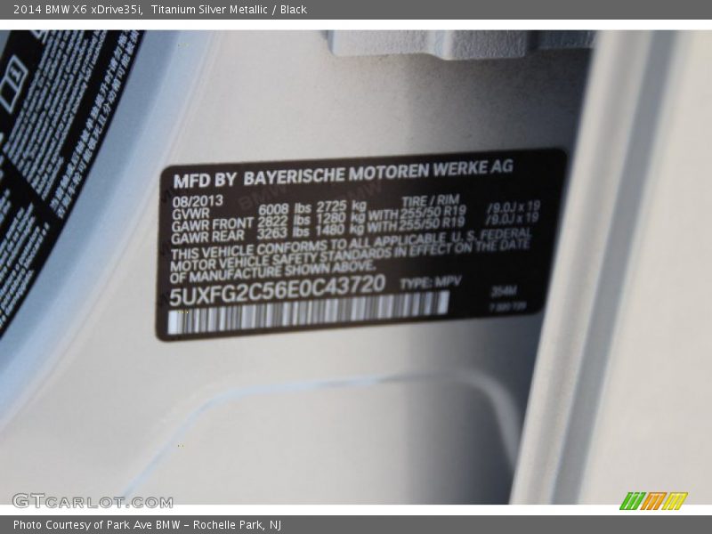 Titanium Silver Metallic / Black 2014 BMW X6 xDrive35i