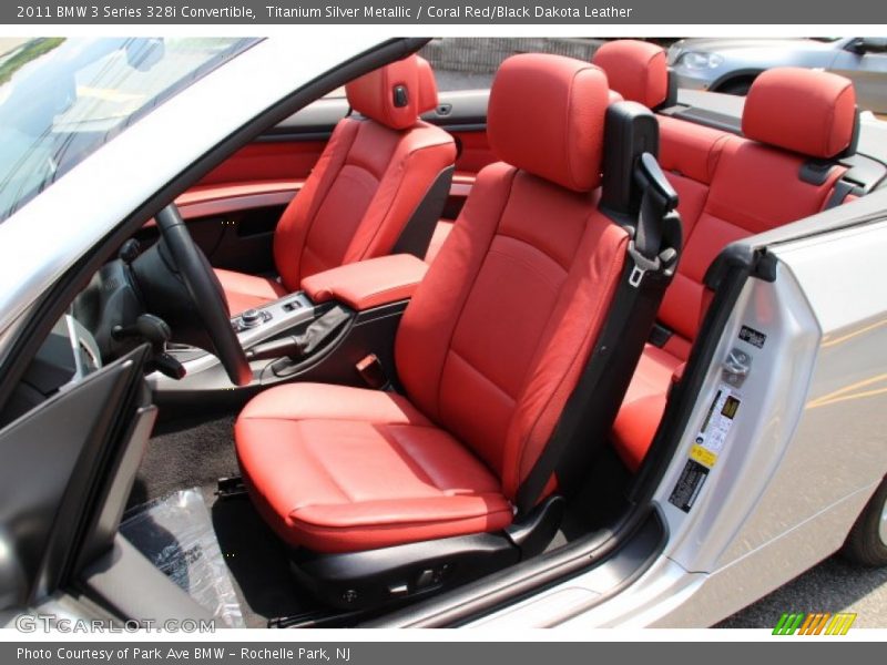 Titanium Silver Metallic / Coral Red/Black Dakota Leather 2011 BMW 3 Series 328i Convertible