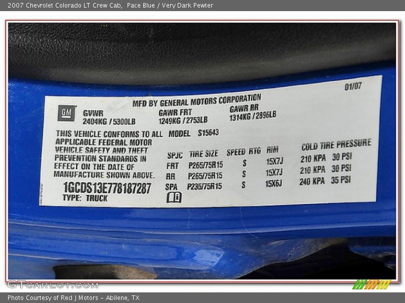 Pace Blue / Very Dark Pewter 2007 Chevrolet Colorado LT Crew Cab