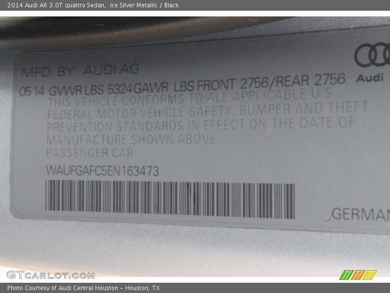 Ice Silver Metallic / Black 2014 Audi A6 3.0T quattro Sedan
