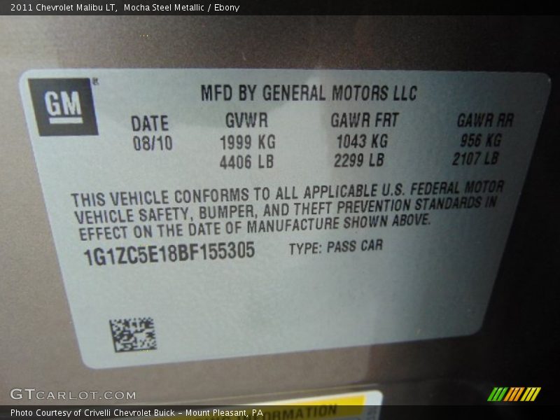 Mocha Steel Metallic / Ebony 2011 Chevrolet Malibu LT
