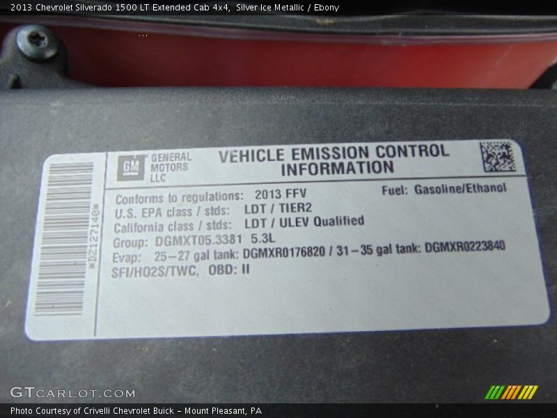 Silver Ice Metallic / Ebony 2013 Chevrolet Silverado 1500 LT Extended Cab 4x4