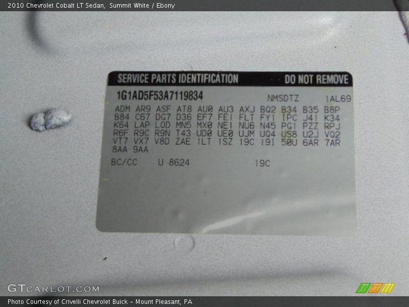 Summit White / Ebony 2010 Chevrolet Cobalt LT Sedan