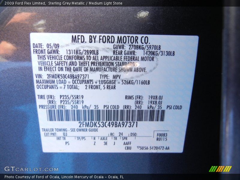 Sterling Grey Metallic / Medium Light Stone 2009 Ford Flex Limited